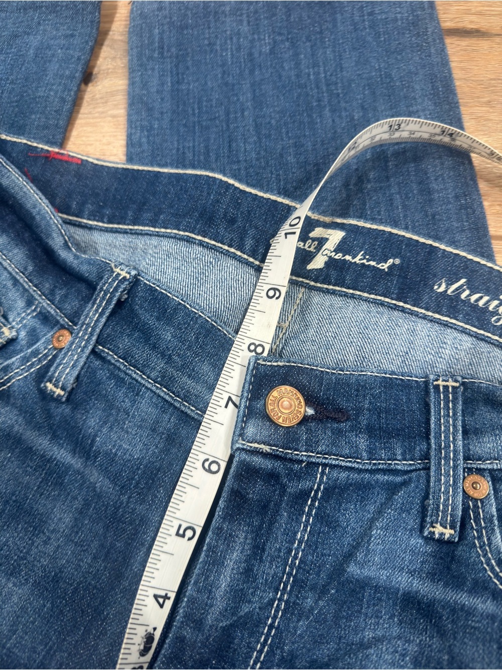 7 FOR ALL MANKIND Vintage 2000s Y2k Low-rise Straight Leg Jeans | Size 28 - Picture 6 of 6